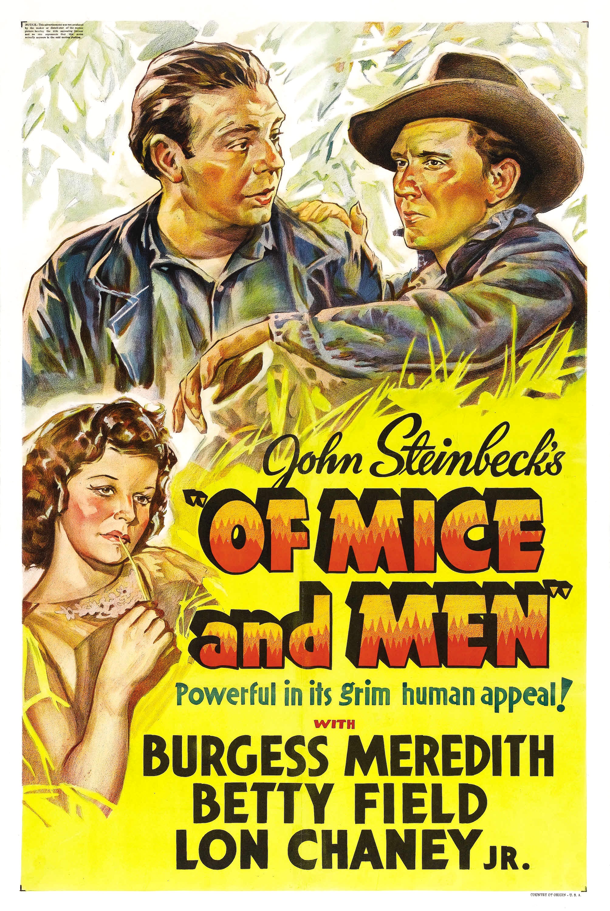 Mega Sized Movie Poster Image for Of Mice and Men 