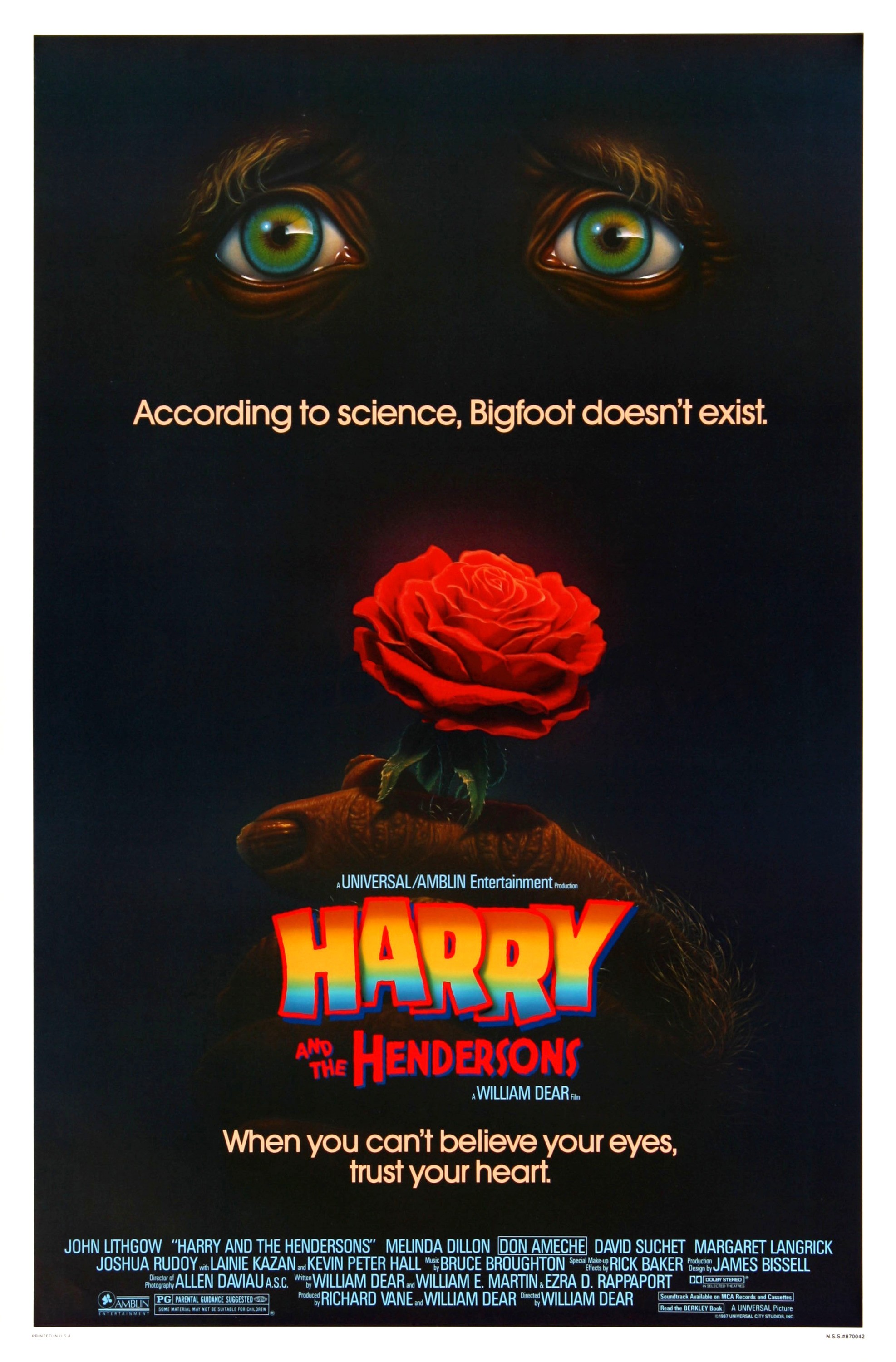 Mega Sized Movie Poster Image for Harry and the Hendersons 