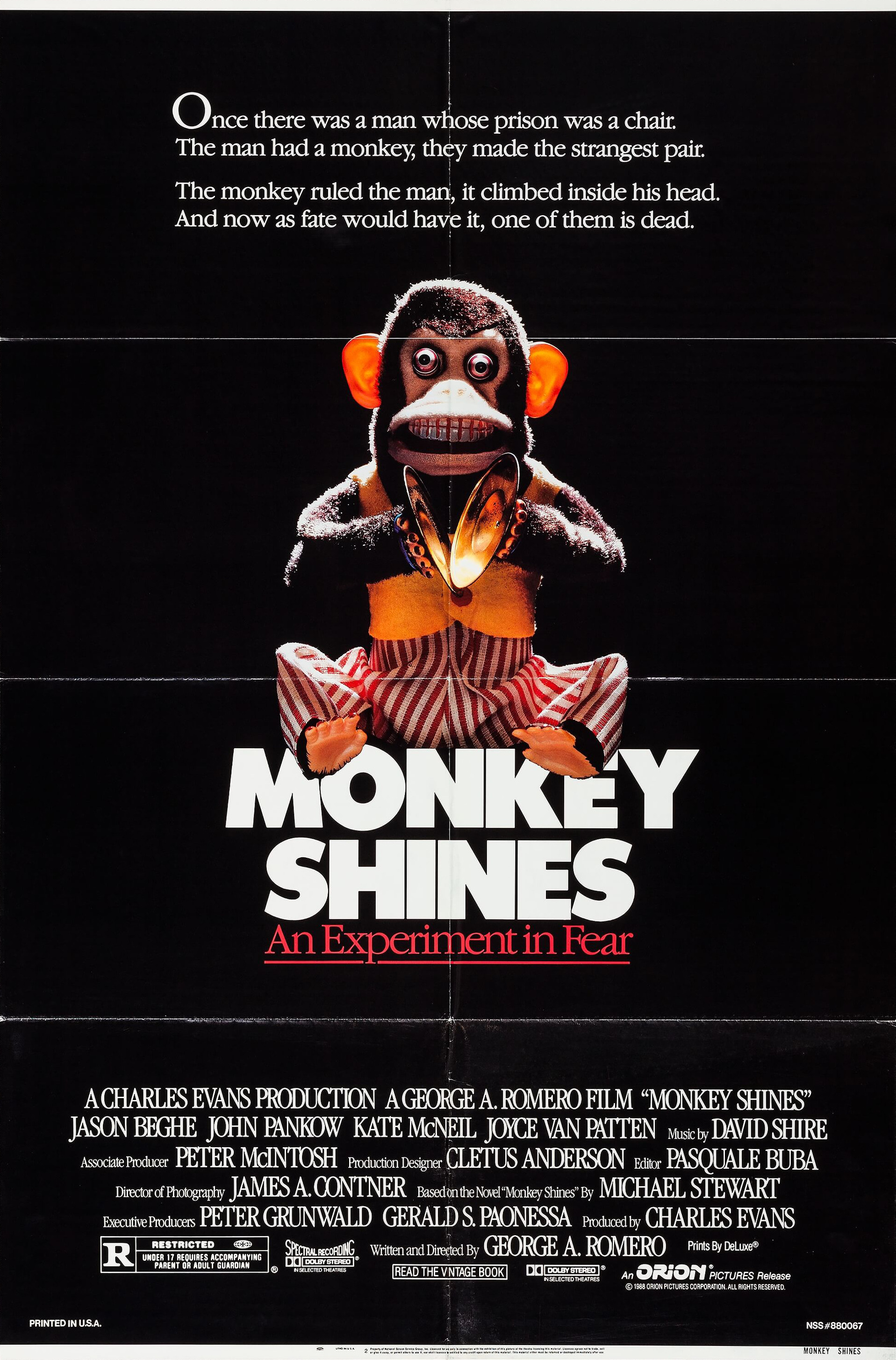 Mega Sized Movie Poster Image for Monkey Shines (#1 of 2)