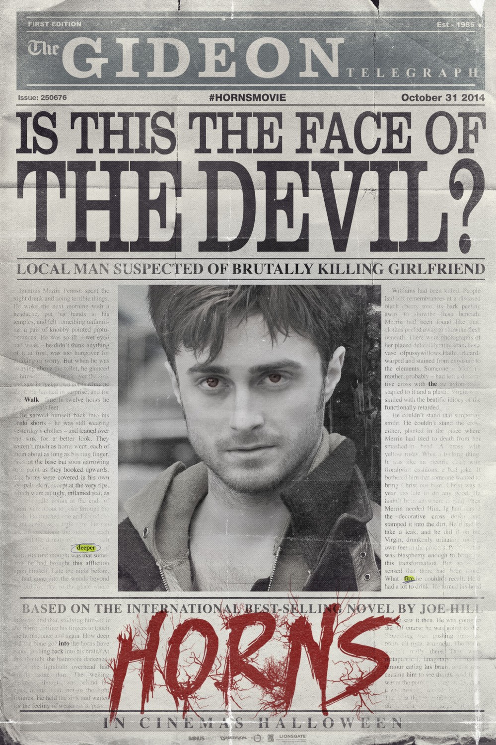 Extra Large Movie Poster Image for Horns (#1 of 8)